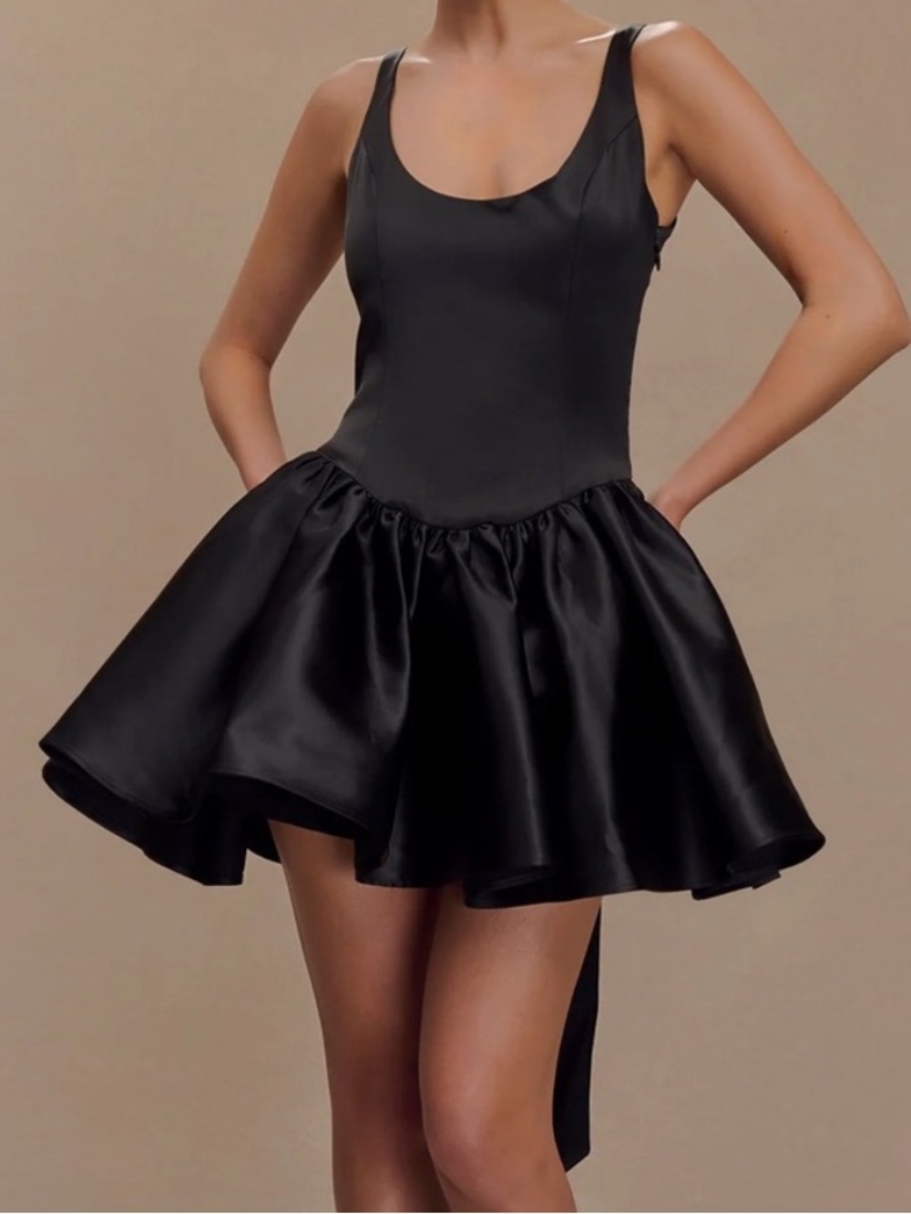 NWT Meshki Felicia Satin Tulle Bow Mini Dress